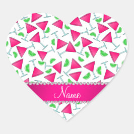Aangepaste naam witte roze kosmoslima's hart sticker