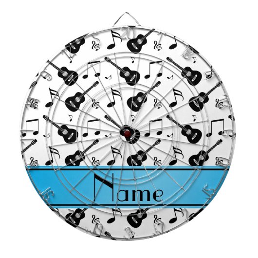 Aangepaste naam witte zwarte gitaren muzieknoten dartbord (Voorkant)