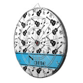 Aangepaste naam witte zwarte gitaren muzieknoten dartbord (Voorkant Rechts)