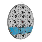 Aangepaste naam witte zwarte gitaren muzieknoten dartbord (Voorkant Links)