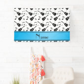 Aangepaste naam witte zwarte gitaren muzieknoten spandoek (Insitu)