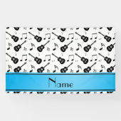 Aangepaste naam witte zwarte gitaren muzieknoten spandoek (Horizontaal)