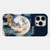 Aangepaste naam Wolf Wolven Huilen bij de maan iPhone Hoesje (Achterkant horizontaal)
