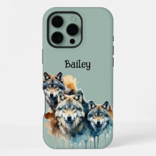 Aangepaste naam Wolven Wolf Wilde natuur Natuur Di iPhone 16 Pro Max Hoesje