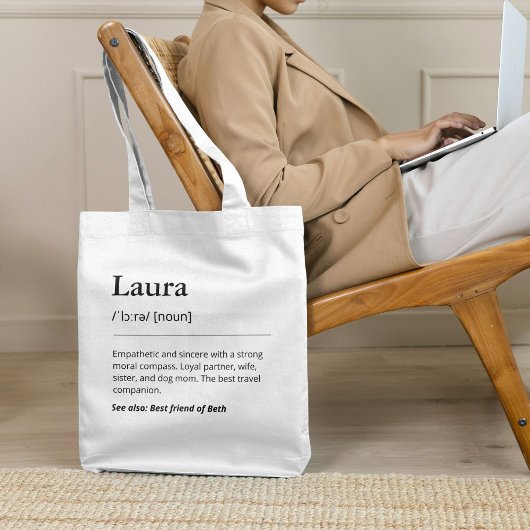 Aangepaste naam woord definitie modern leuk tote bag