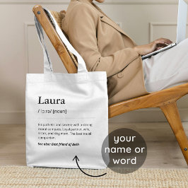 Aangepaste naam woord definitie modern leuk tote bag