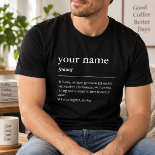 Aangepaste naam woordenboek definitie zwart t-shirt