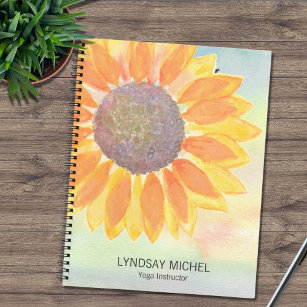 Aangepaste naam Yoga Instructor Sunflower Notitieboek