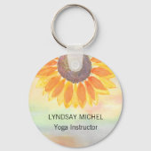 Aangepaste naam Yoga Instructor Sunflower Sleutelhanger (Achterkant)