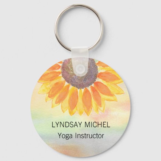 Aangepaste naam Yoga Instructor Sunflower Sleutelhanger (Achterkant)