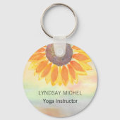 Aangepaste naam Yoga Instructor Sunflower Sleutelhanger (Voorkant)