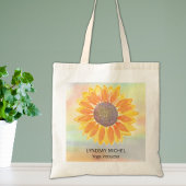 Aangepaste naam Yoga Instructor Sunflower Tote Bag