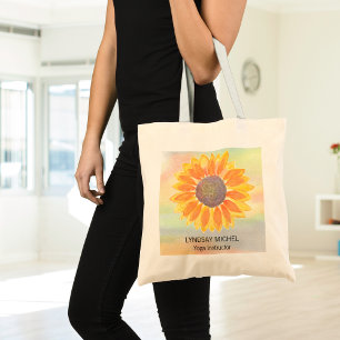 Aangepaste naam Yoga Instructor Sunflower Tote Bag
