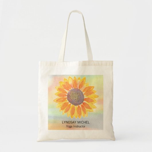 Aangepaste naam Yoga Instructor Sunflower Tote Bag (Voorkant)