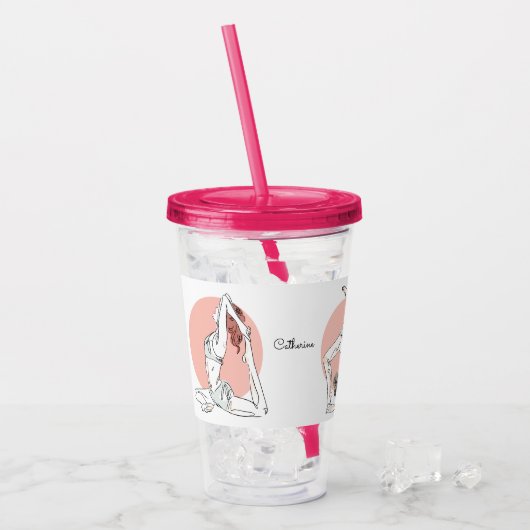 Aangepaste naam Yoga Woman tumblers Acryl Drinkbeker (Voorkant ijs)
