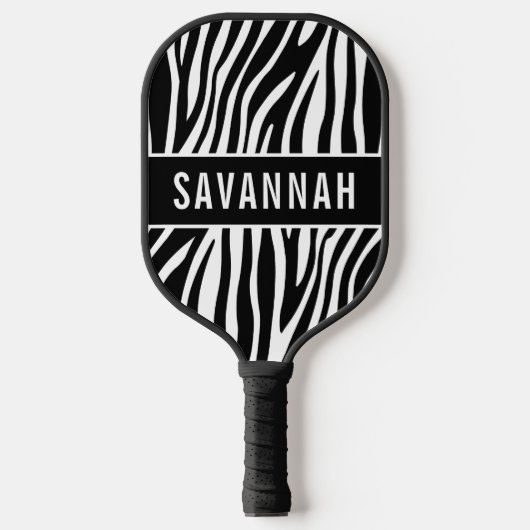 Aangepaste naam Zebra Dierenbeschermingspatroon Kl Pickleball Paddle (Voorkant)