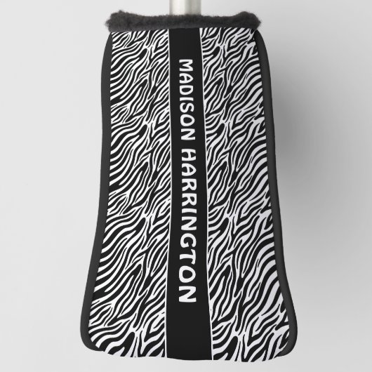 Aangepaste naam zebra patroon golfheadcover (Draai 90)