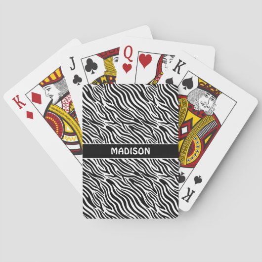 Aangepaste naam zebra patroon pokerkaarten (Achterkant)