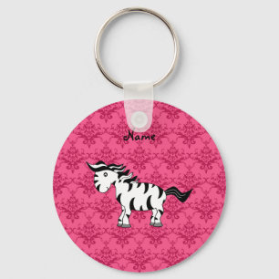 Aangepaste naam zebra roze vocht sleutelhanger