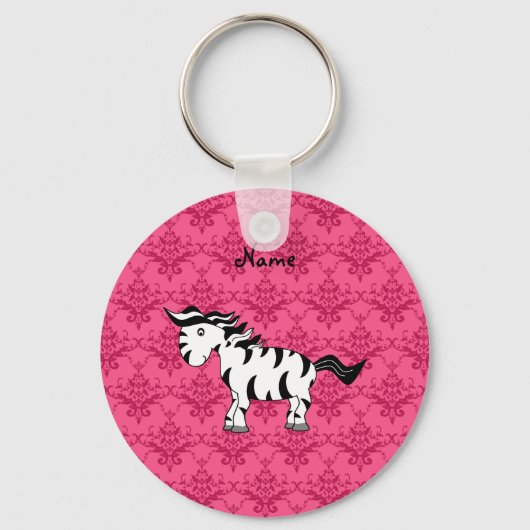 Aangepaste naam zebra roze vocht sleutelhanger (Voorkant)