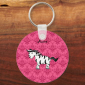 Aangepaste naam zebra roze vocht sleutelhanger (Voorkant)