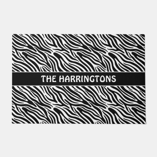Aangepaste naam zebrapatroon deurmat (Voorkant)