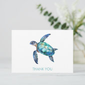 Aangepaste Naam Zee Schildpad Wit & Turquoise Bedankkaart (Staand voorkant)