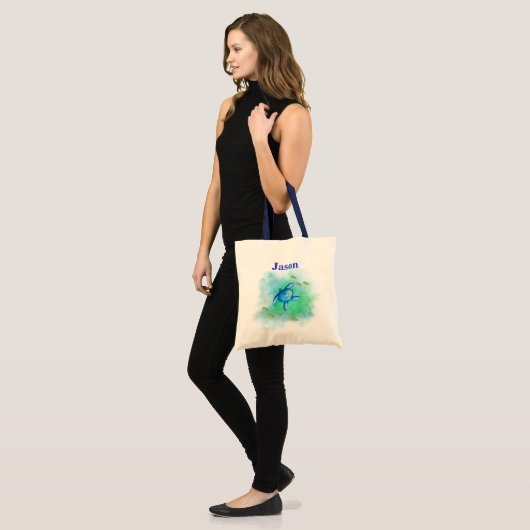 Aangepaste naam Zee Turtle Canvas tas (Voorkant (model))