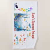 Aangepaste naam Zeeleven Zomerstrandhanddoek Strandlaken (Voorkant)