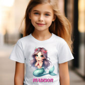 Aangepaste naam zeemeermin meisje t-shirt