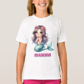 Aangepaste naam zeemeermin meisje t-shirt (Voorkant)