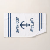 Aangepaste naam zeeschepen ankerschipkapitein handdoek (Handdoek)