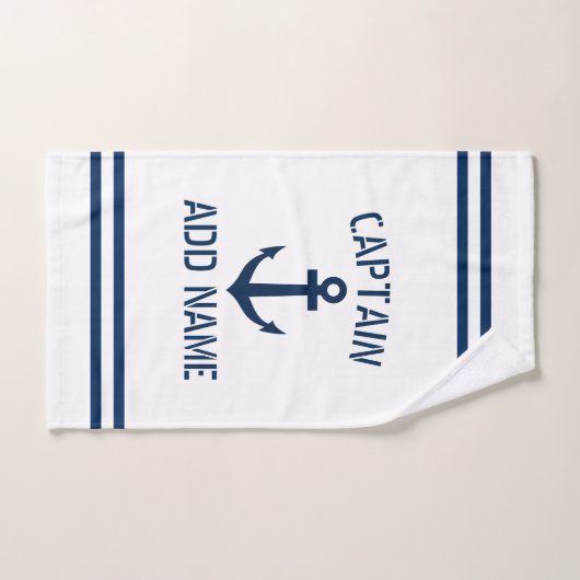 Aangepaste naam zeeschepen ankerschipkapitein handdoek (Handdoek)