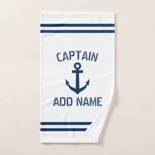 Aangepaste naam zeeschepen ankerschipkapitein handdoek