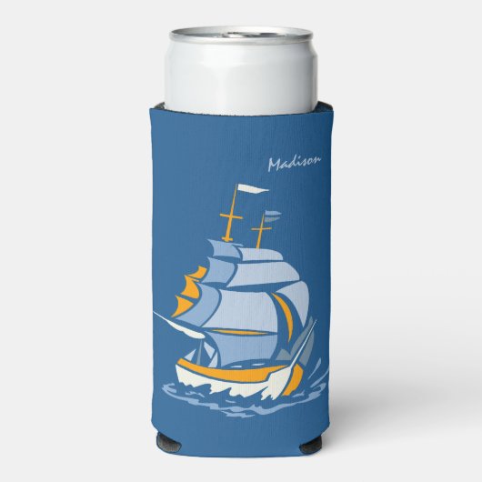 Aangepaste naam zeilboot seltzer blikjeskoeler (Seltzer Voorkant)