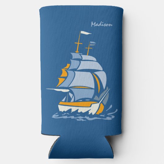 Aangepaste naam zeilboot seltzer blikjeskoeler (Achterkant)