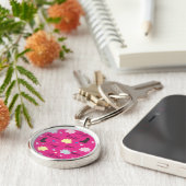 Aangepaste naam Zelfliefde Roze Bloemen Sleutelhanger (Zijkant)