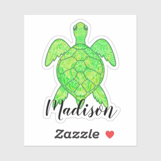 Aangepaste naam Zen Mandala Turtle Sticker (Vel)
