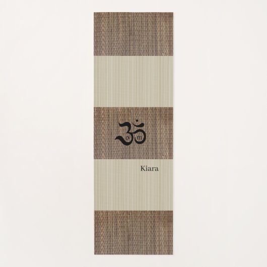 Aangepaste naam Zen Om Beige Tatami Print Rustic Yogamat (Voorkant)
