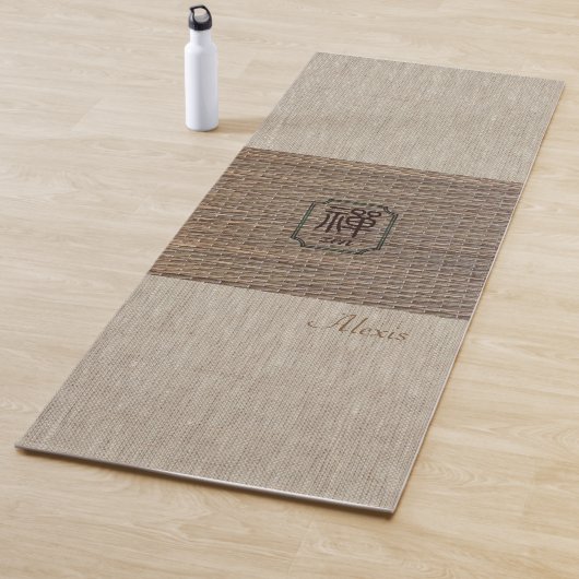 Aangepaste naam Zen Om burlap tatami print rustic  Yogamat (In situ)