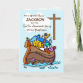 Aangepaste naam Zesde Jubileum van Baptism Boy Ark Kaart (Voorkant)