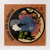 Aangepaste Naam Ziet Geesten Halloween Faux Paperc Legpuzzel (Horizontaal)