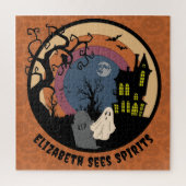Aangepaste Naam Ziet Geesten Halloween Faux Paperc Legpuzzel (Verticaal)