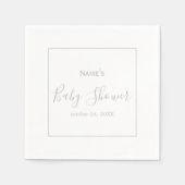Aangepaste Naam Zilveren Baby shower servetten (Voorkant)