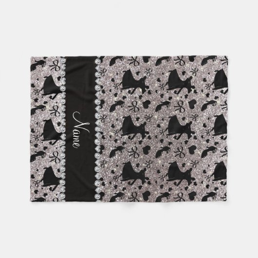 Aangepaste naam zilveren glitter ballroom dansen fleece deken (Voorkant (Horizontaal))