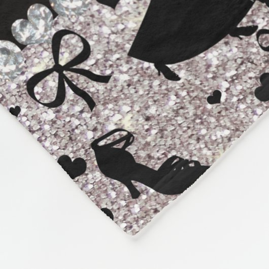 Aangepaste naam zilveren glitter ballroom dansen fleece deken (Hoek)