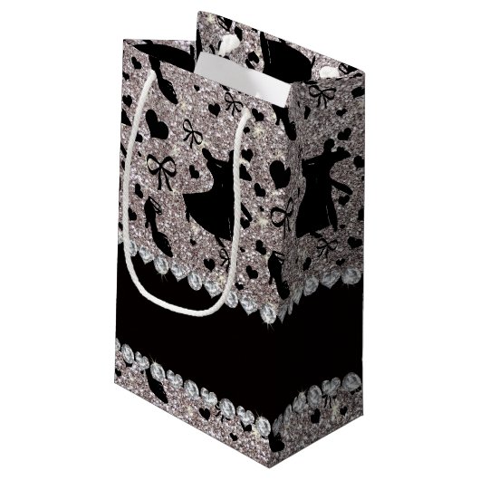Aangepaste naam zilveren glitter ballroom dansen klein cadeauzakje (Achterkant Gekanteld)