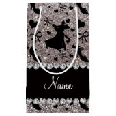 Aangepaste naam zilveren glitter ballroom dansen klein cadeauzakje (Voorkant)