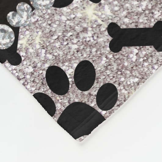 Aangepaste naam zilveren glitter-botten fleece deken (Hoek)