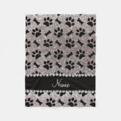 Aangepaste naam zilveren glitter-botten fleece deken (Voorkant)